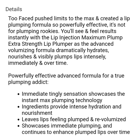 TOO FACED LIP INJECTION EXTRA STRENGTH INSTANT & LONG TERM LIP PLUMPER. - Picture 5 of 8